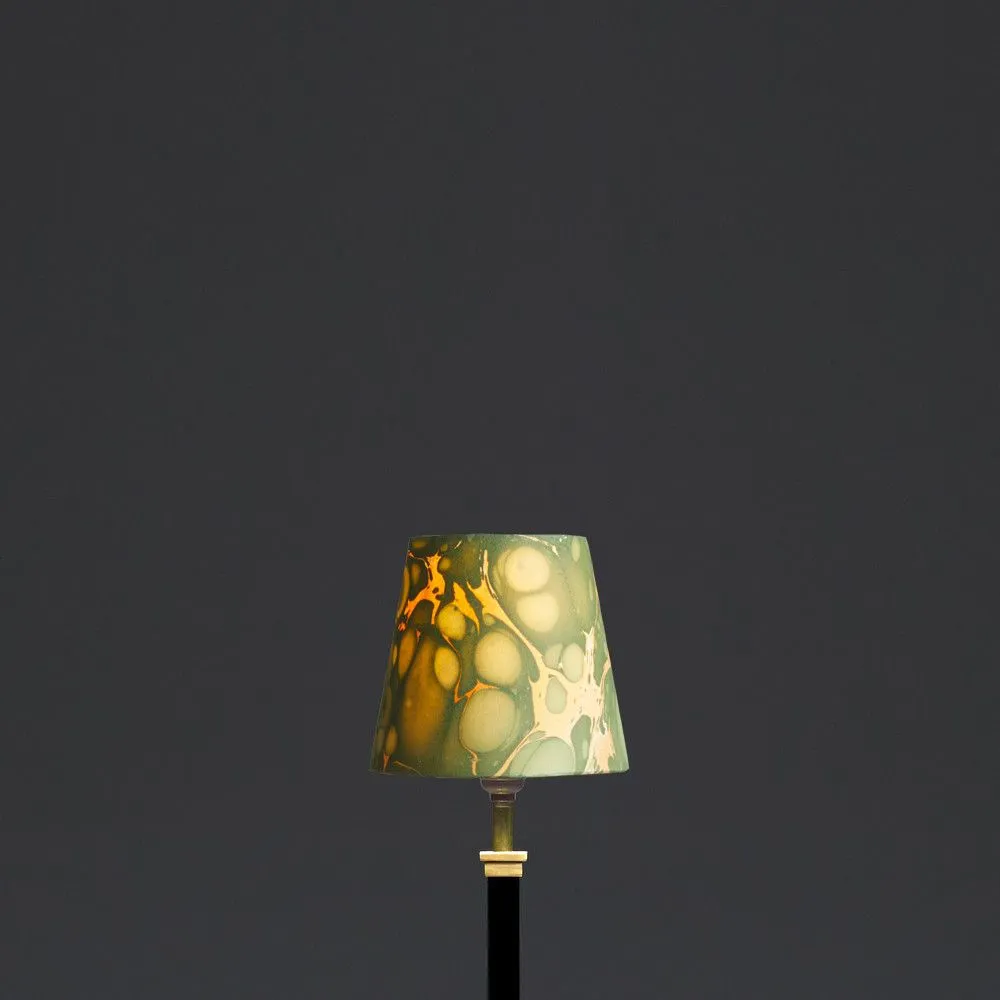 14cm tall tapered hand made marble paper shade in foglia