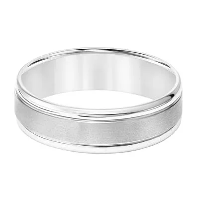 14k White Gold Brush Finish and Polished Round Edge, Size 10.0