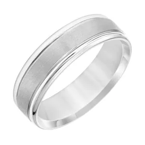 14k White Gold Brush Finish and Polished Round Edge, Size 10.0