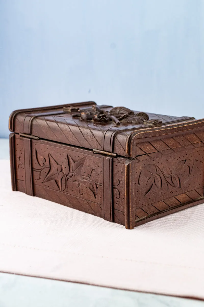 Antique French Carved Wooden Box