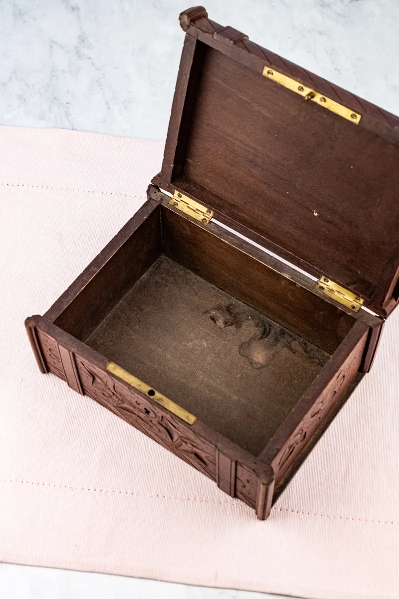 Antique French Carved Wooden Box