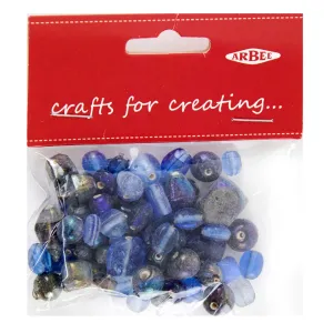 Arbee Glass Beads Mix, Blue- 50g