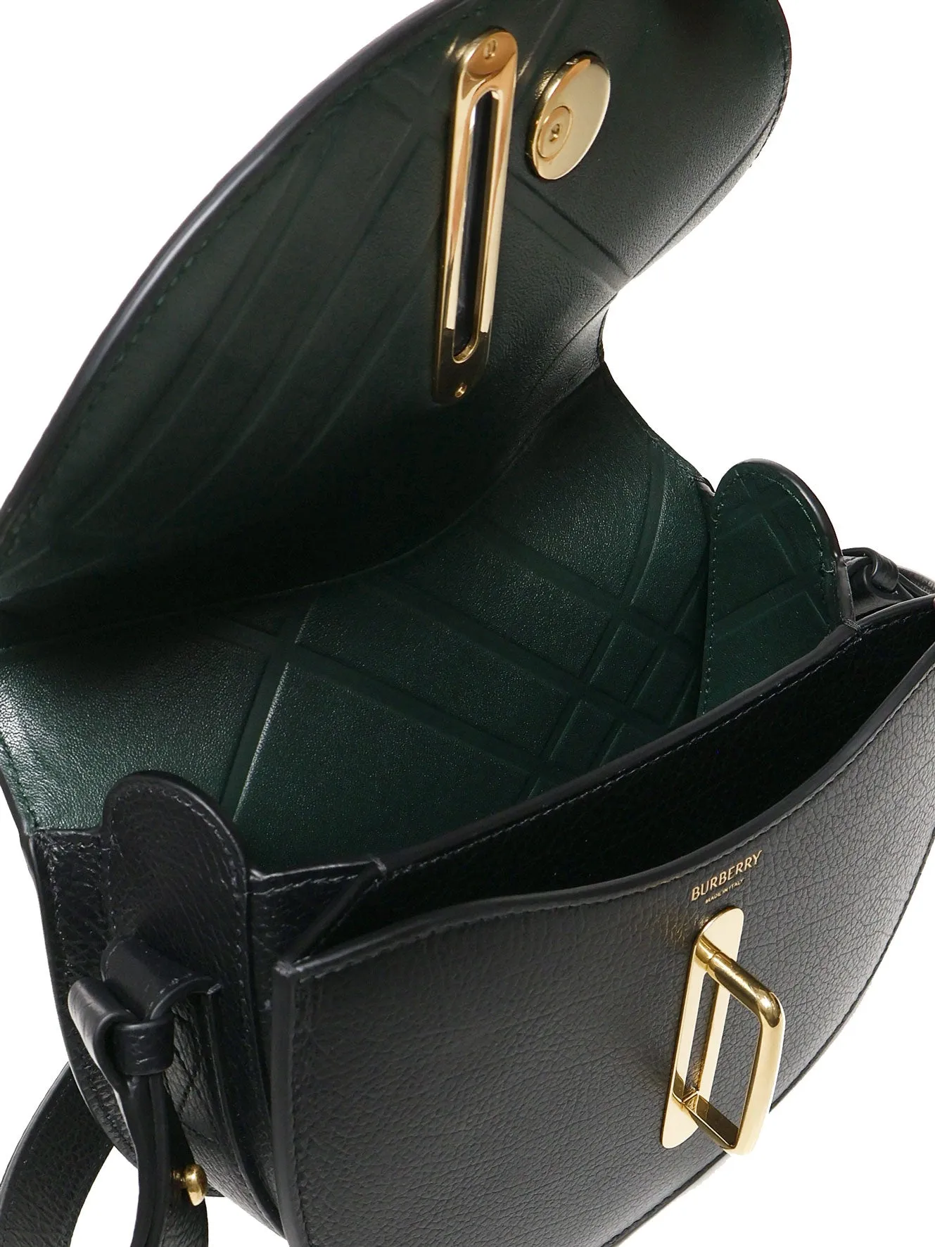 Black Embossed Check Saddle Bag