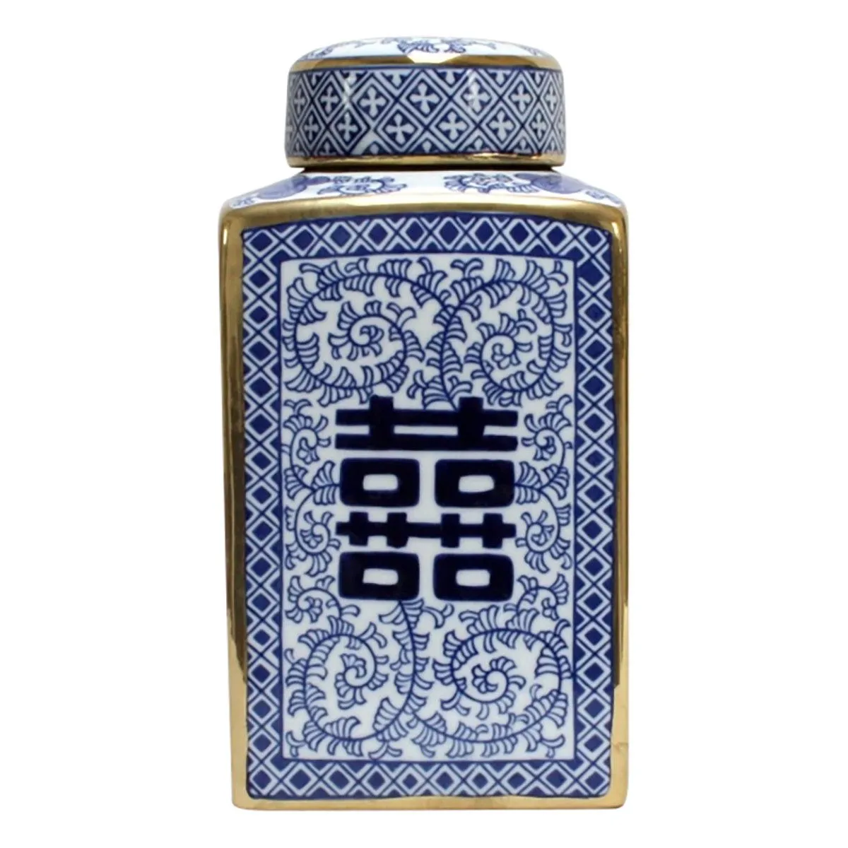 Blue and White Double Happiness Jar