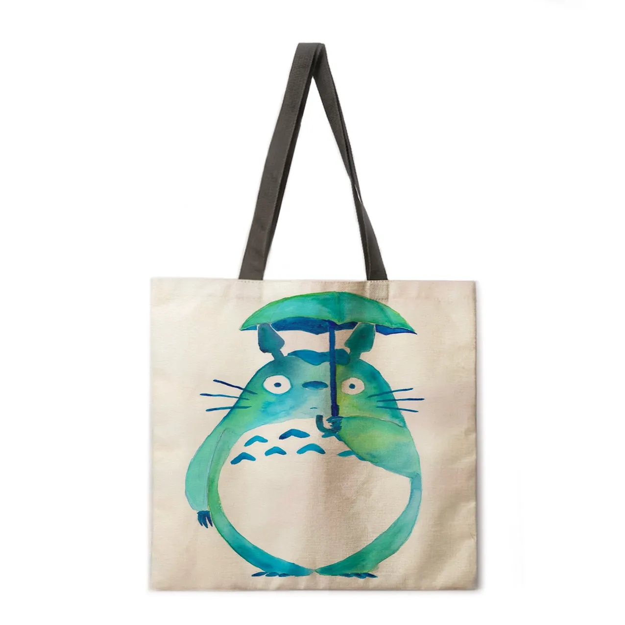 Cartoon anime linen shopping bag ladies backpack foldable shopping bag beach tote bag handbag large bag female bag
