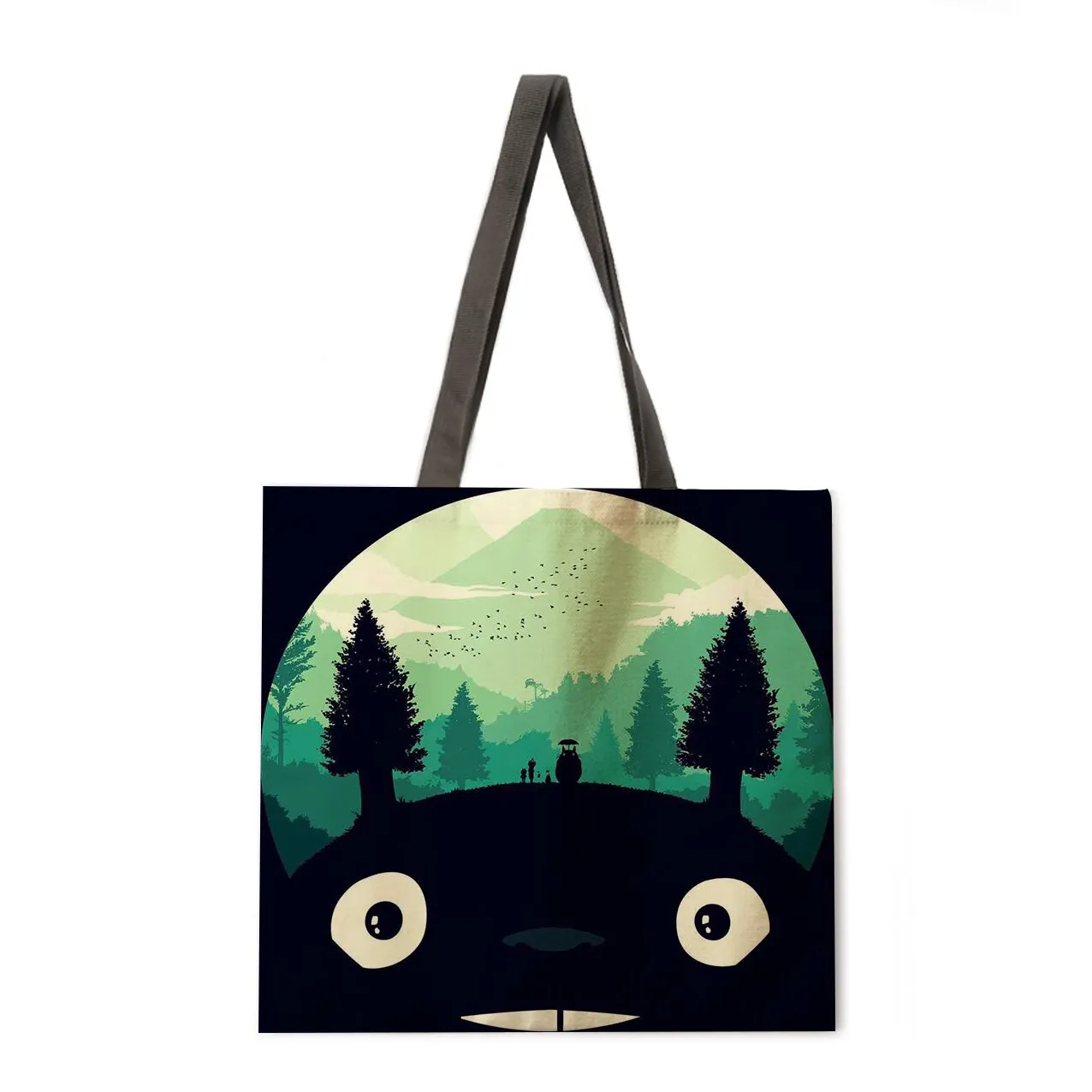 Cartoon anime linen shopping bag ladies backpack foldable shopping bag beach tote bag handbag large bag female bag