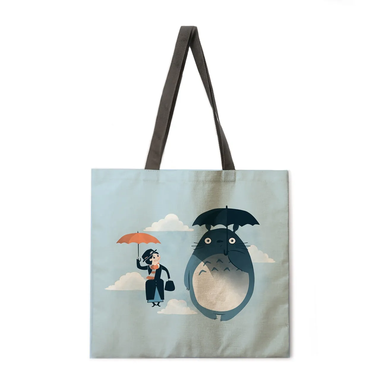 Cartoon anime linen shopping bag ladies backpack foldable shopping bag beach tote bag handbag large bag female bag