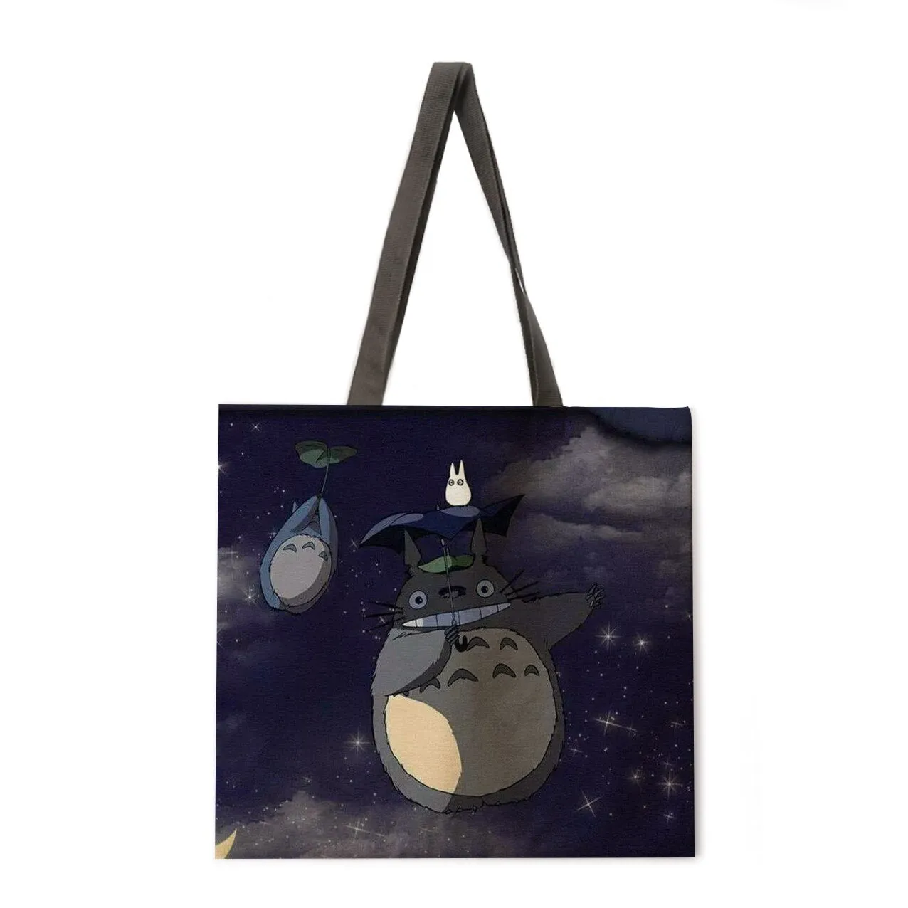 Cartoon anime linen shopping bag ladies backpack foldable shopping bag beach tote bag handbag large bag female bag