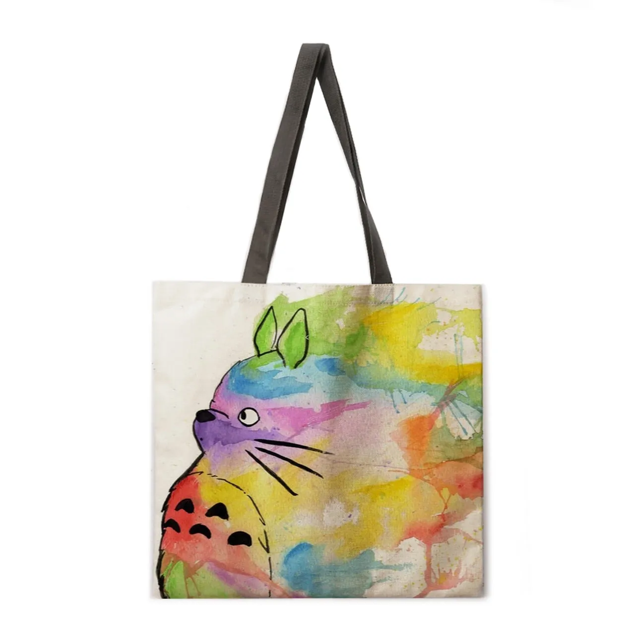Cartoon anime linen shopping bag ladies backpack foldable shopping bag beach tote bag handbag large bag female bag
