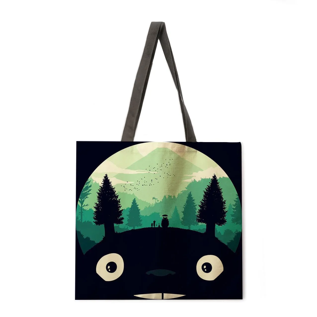 Cartoon anime linen shopping bag ladies backpack foldable shopping bag beach tote bag handbag large bag female bag