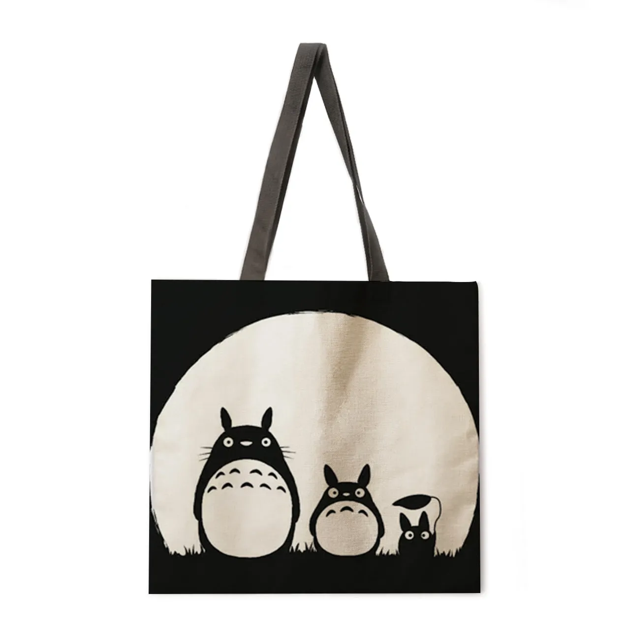 Cartoon anime linen shopping bag ladies backpack foldable shopping bag beach tote bag handbag large bag female bag