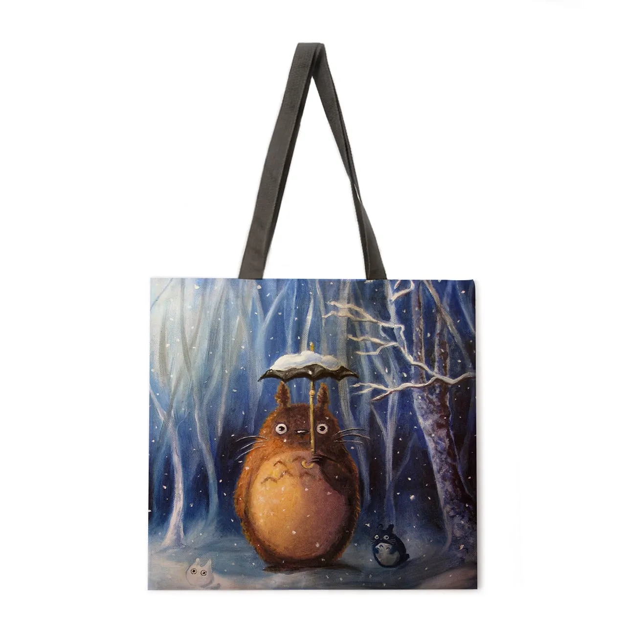 Cartoon anime linen shopping bag ladies backpack foldable shopping bag beach tote bag handbag large bag female bag