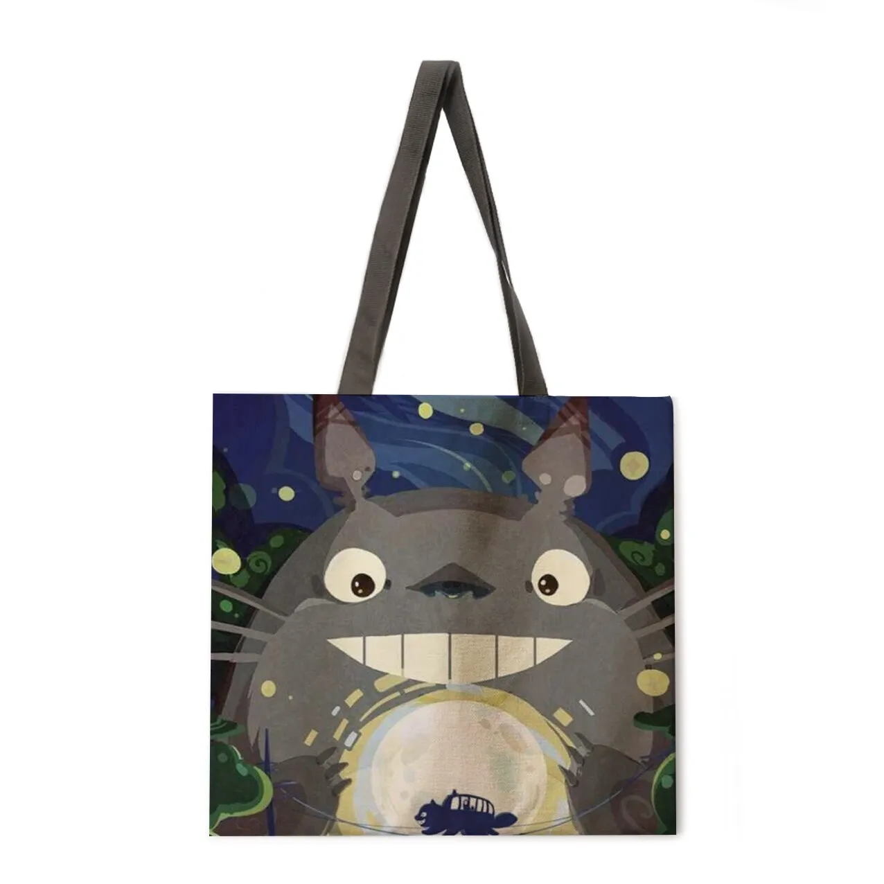 Cartoon anime linen shopping bag ladies backpack foldable shopping bag beach tote bag handbag large bag female bag