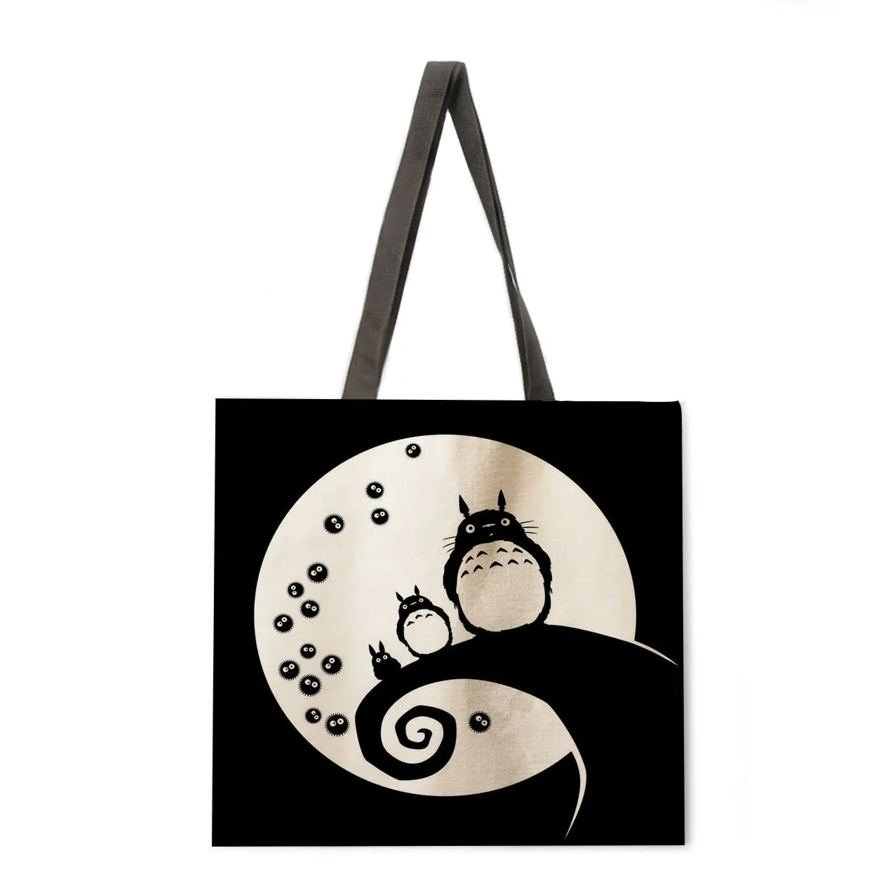 Cartoon anime linen shopping bag ladies backpack foldable shopping bag beach tote bag handbag large bag female bag