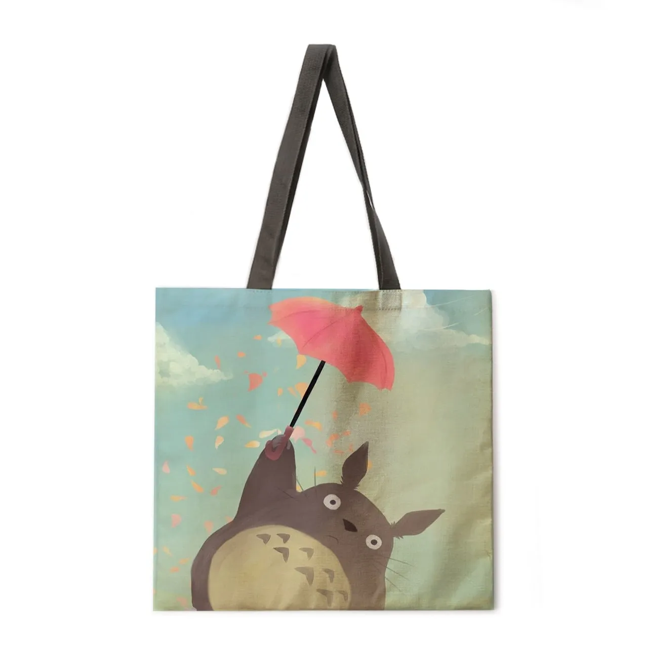 Cartoon anime linen shopping bag ladies backpack foldable shopping bag beach tote bag handbag large bag female bag