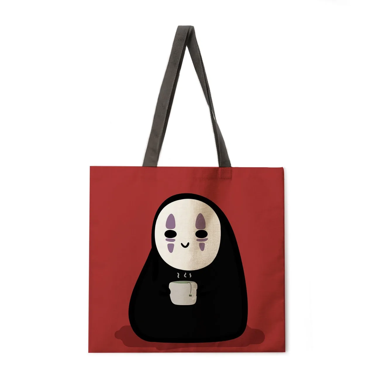 Cartoon anime linen shopping bag ladies backpack foldable shopping bag beach tote bag handbag large bag female bag