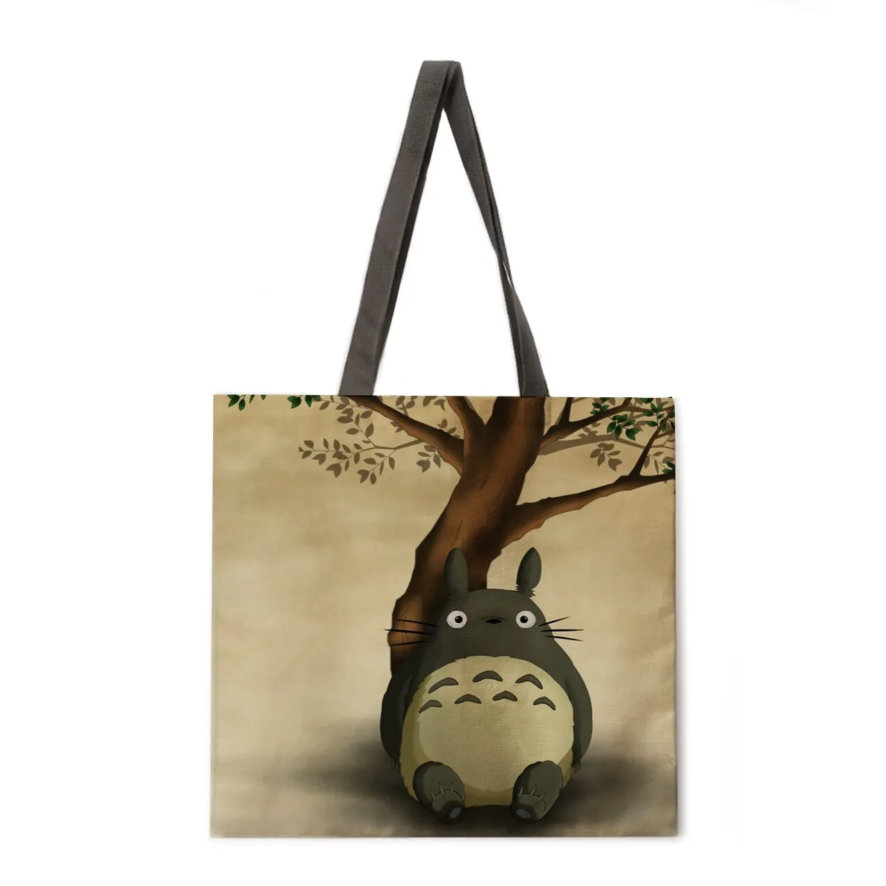 Cartoon anime linen shopping bag ladies backpack foldable shopping bag beach tote bag handbag large bag female bag