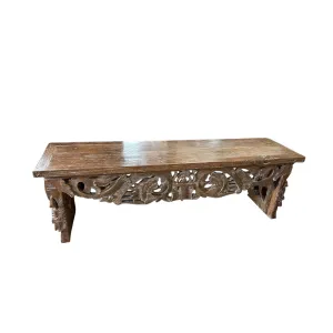 Carved Teak Bench 63”L