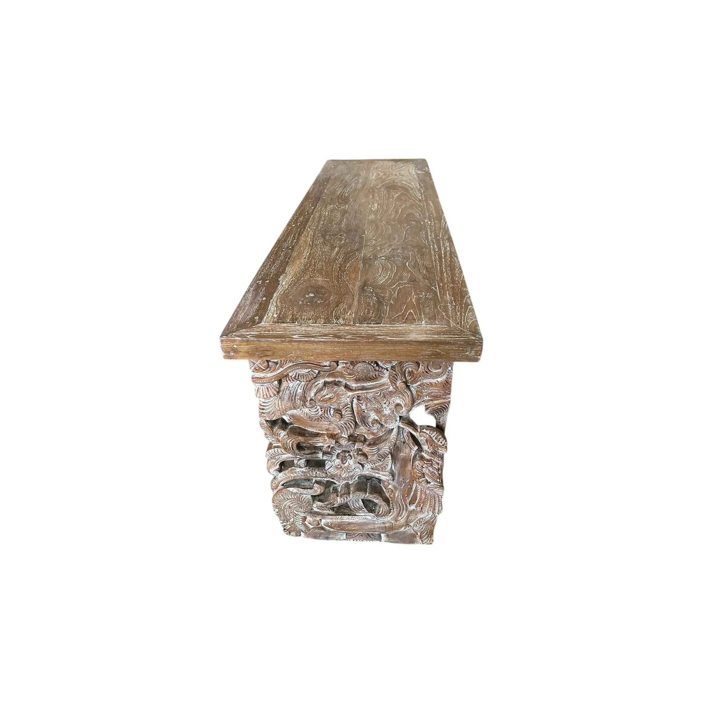 Carved Teak Bench 63”L