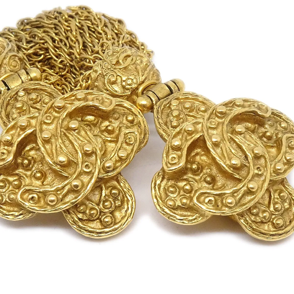 CHANEL 1994 Filigree Tassel Earrings Clip-On Gold 90949