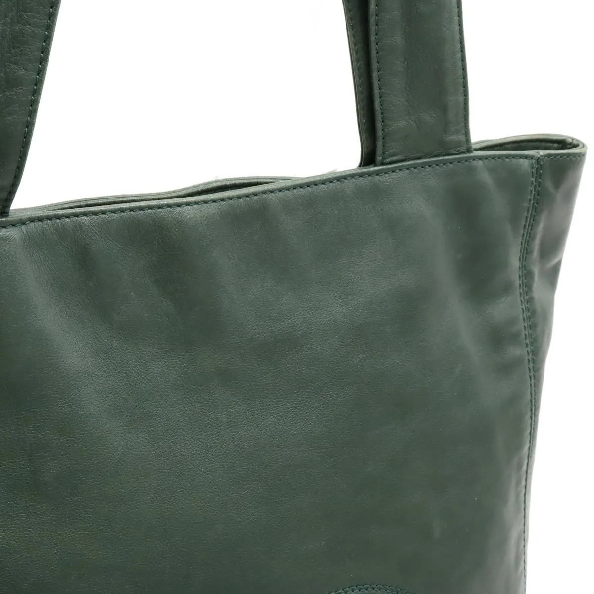 CHANEL CHANEL COCOMARK TASELL FRINGE Tote BAG Semi-sder leather dark green