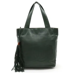 CHANEL CHANEL COCOMARK TASELL FRINGE Tote BAG Semi-sder leather dark green