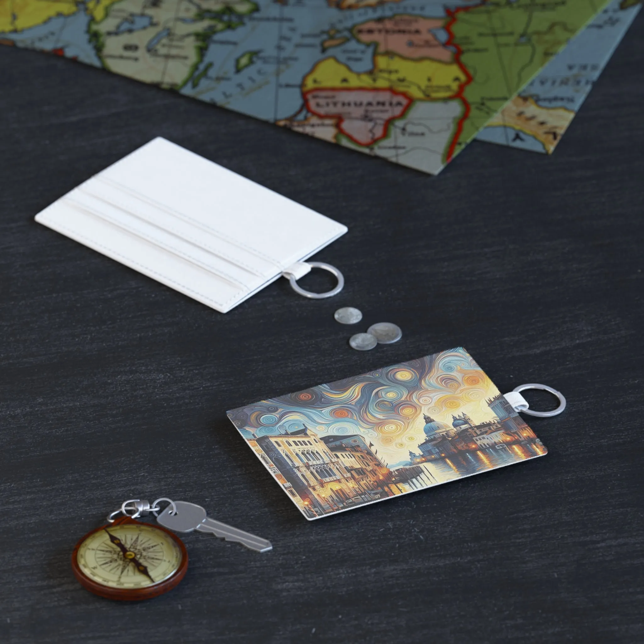 Colorful design of a touristic city Saffiano Leather Card Holder