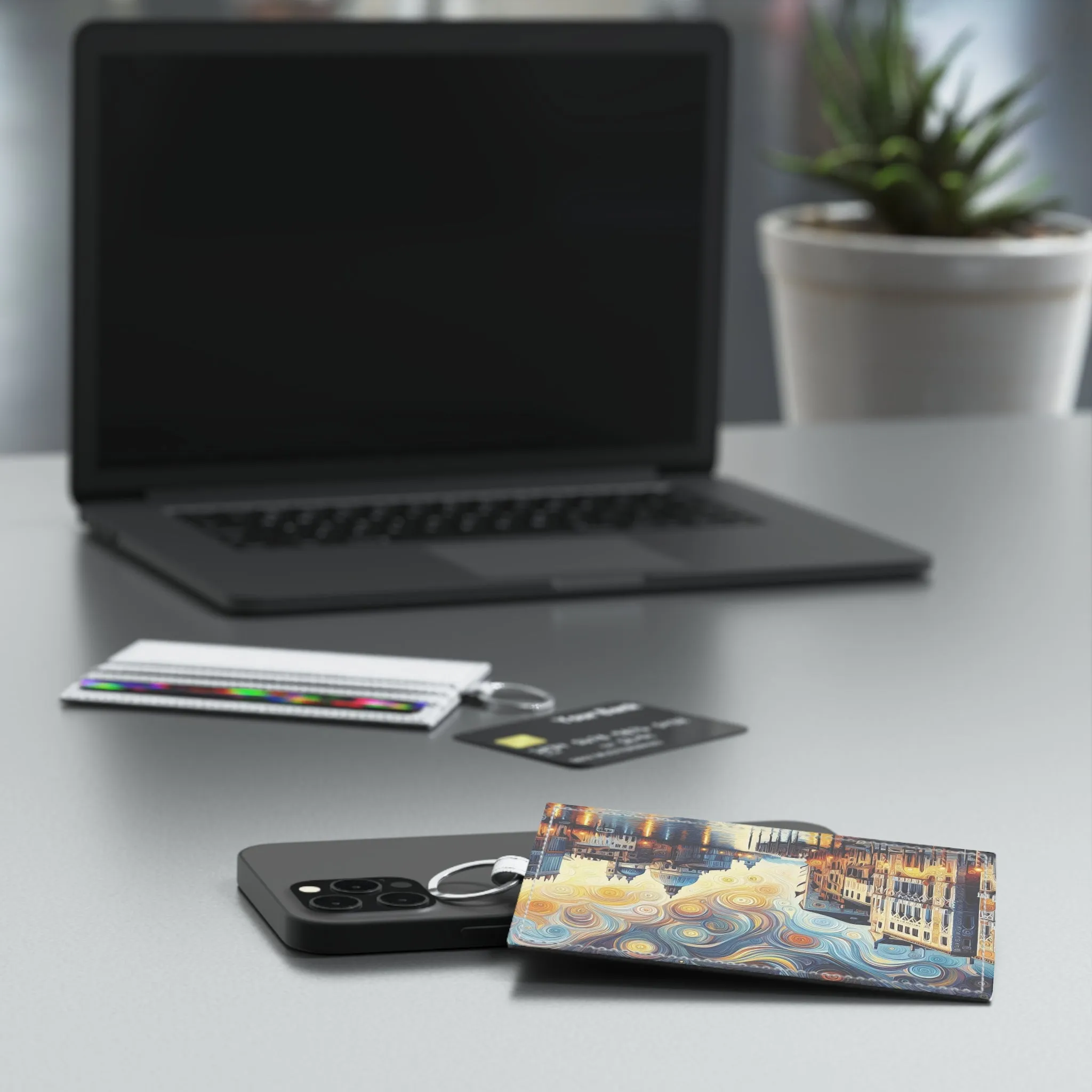 Colorful design of a touristic city Saffiano Leather Card Holder