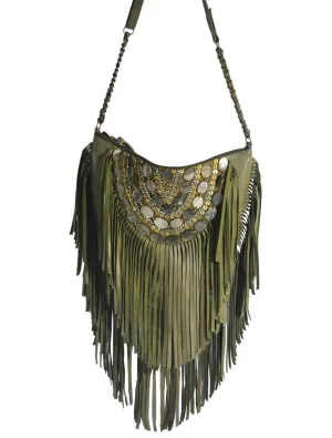 Cosmic Fringe  Olive Crossbody