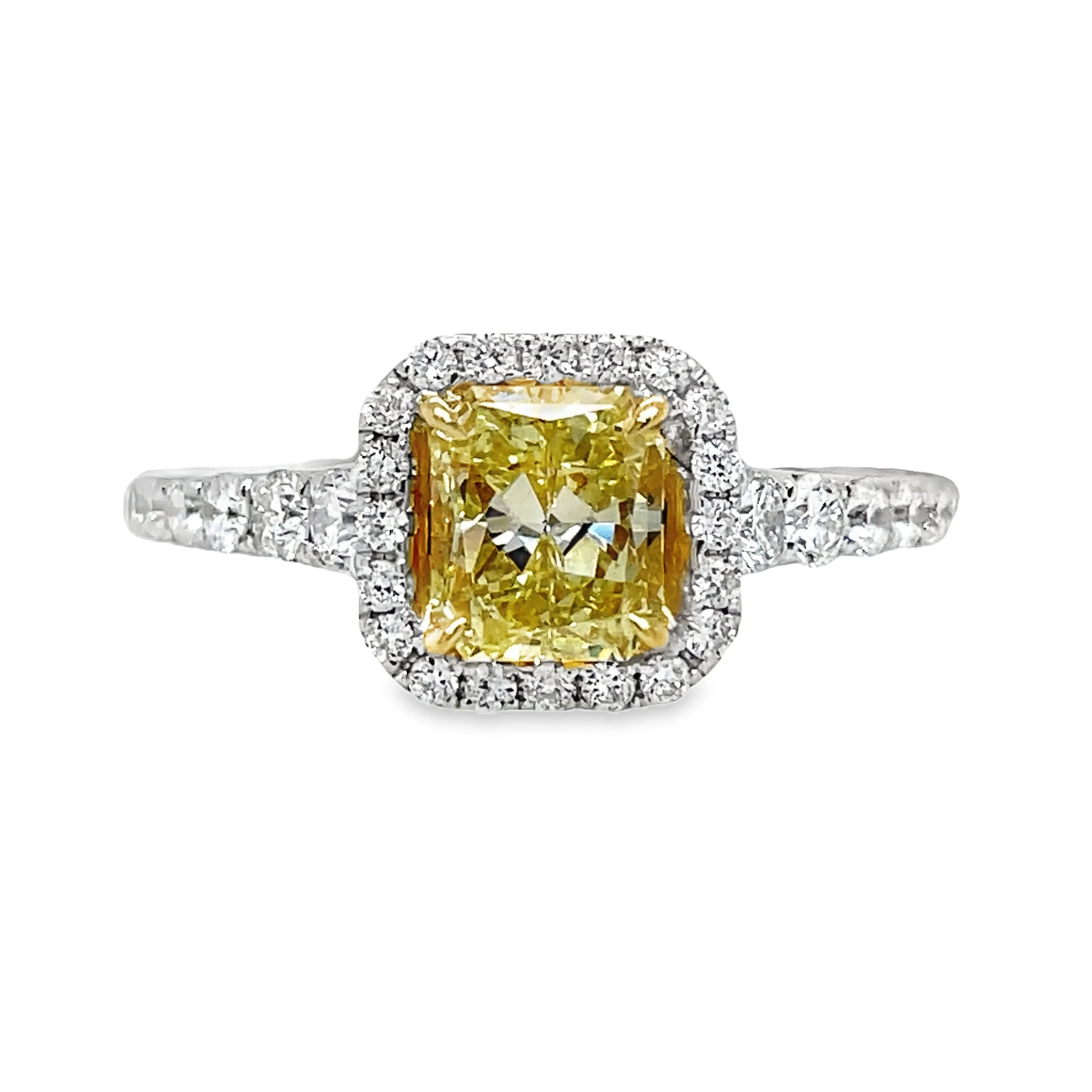 Custom Made Fancy Yellow Diamond Radiant Engagement Ring
