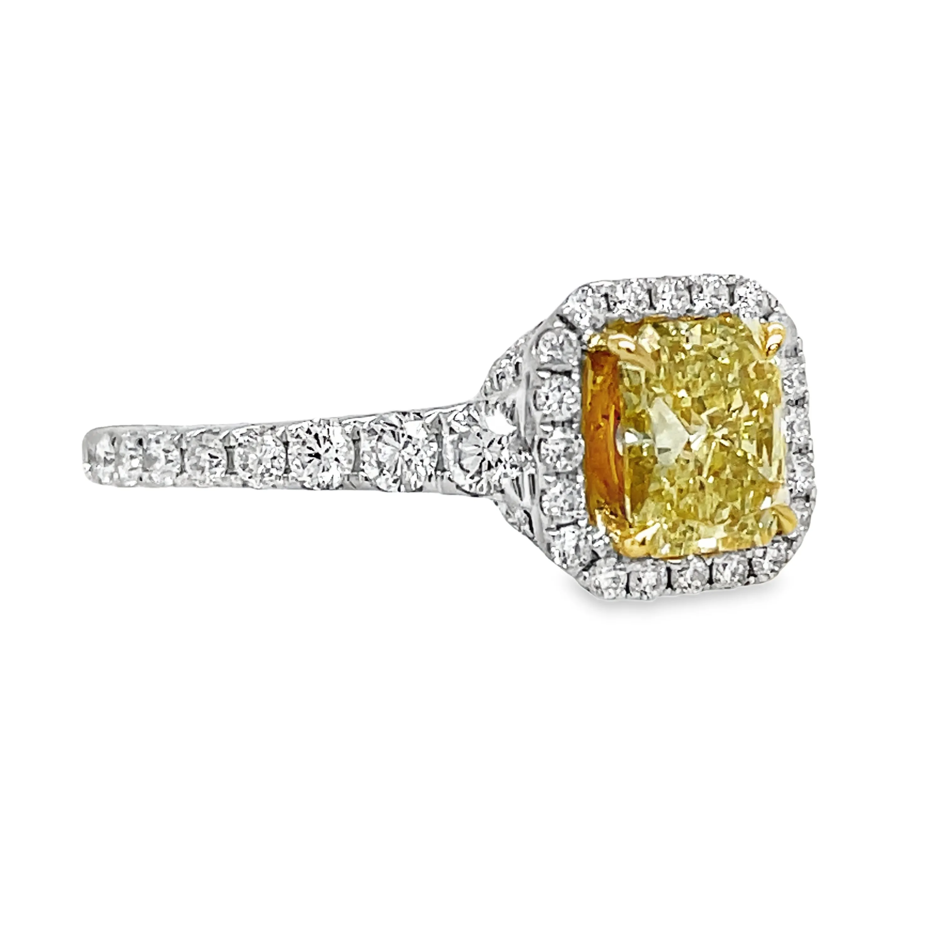 Custom Made Fancy Yellow Diamond Radiant Engagement Ring