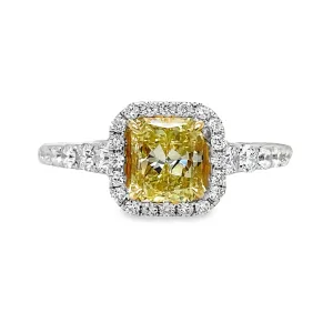 Custom Made Fancy Yellow Diamond Radiant Engagement Ring