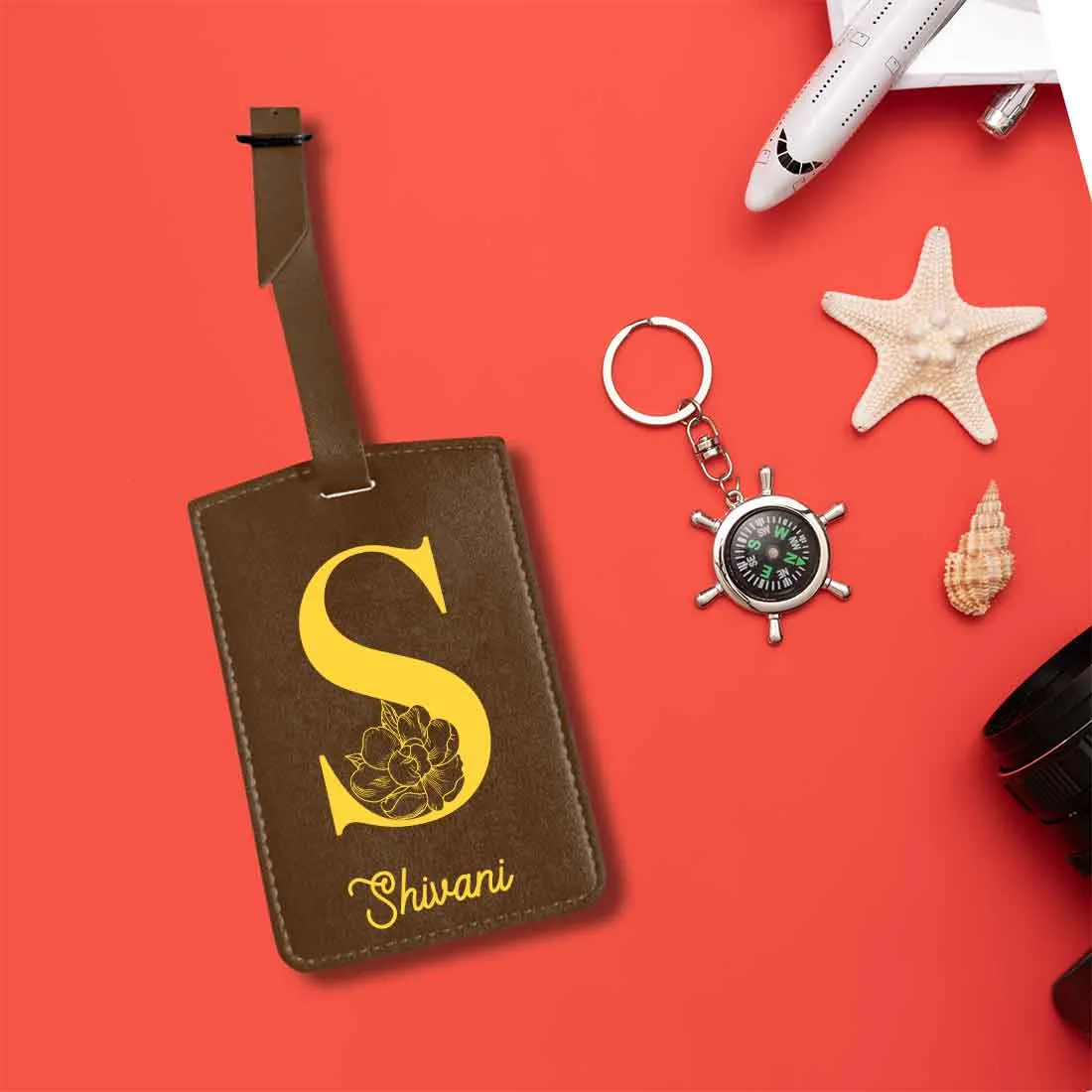 Custom Travel Bag Tags with Name and Initial Travel Tags for Luggage - ADD NAME