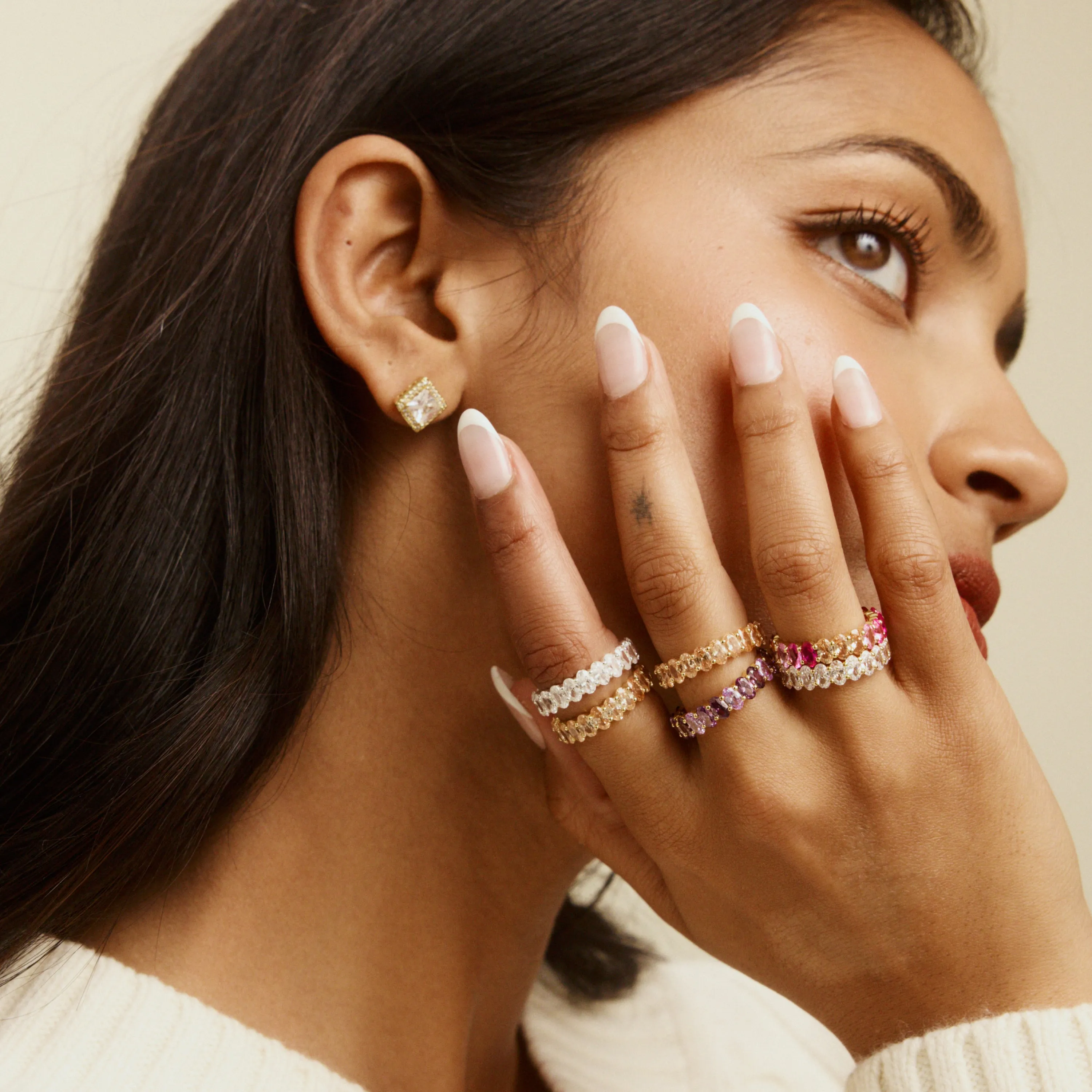 Emily Ring in Silver & Clear