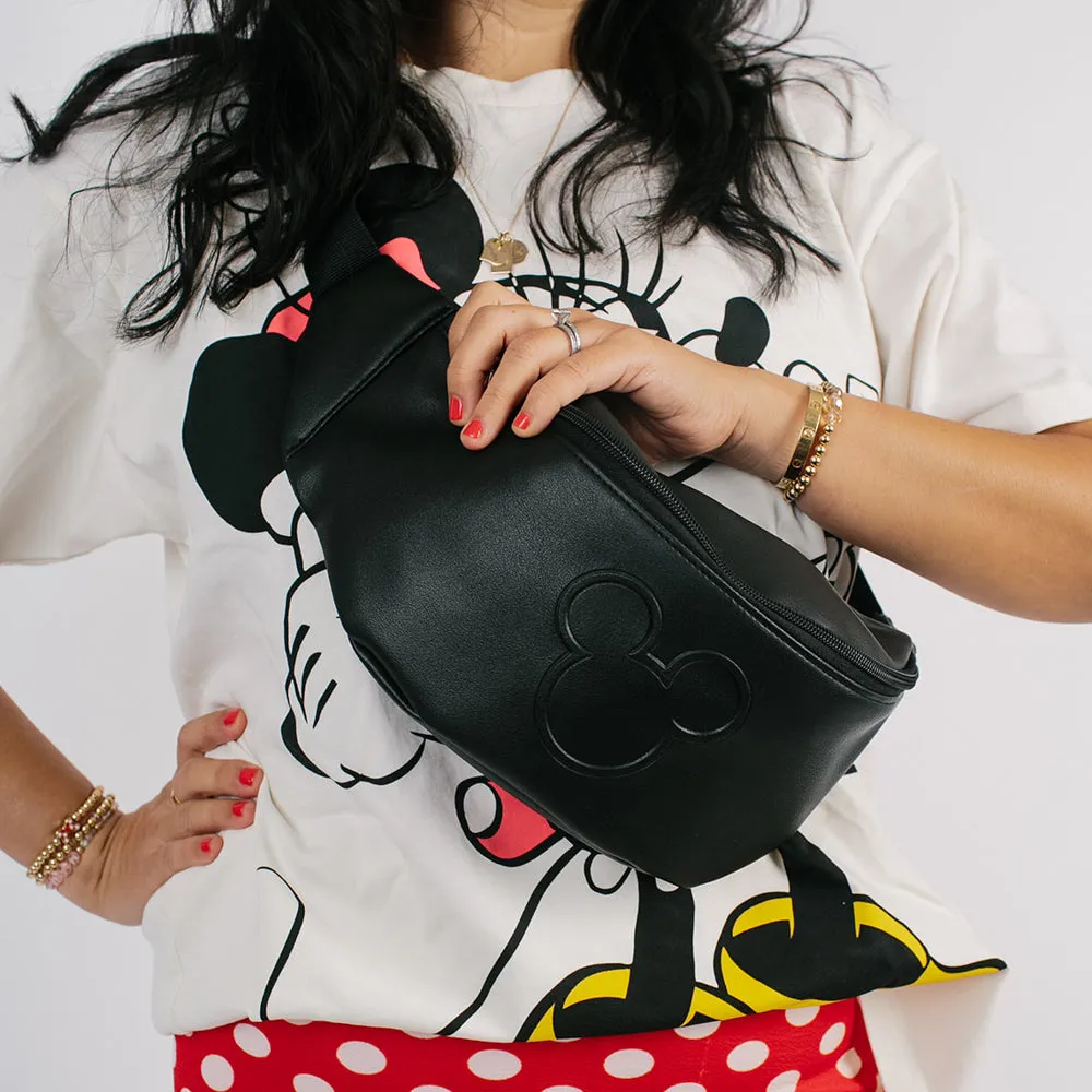 Fanny Pack - Embossed Black PU - Mickey Mouse Head Centered