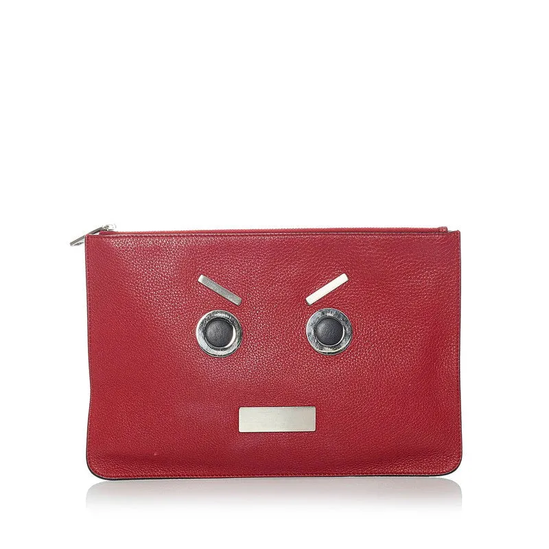 Fendi Leather Face Clutch Bag - '10s