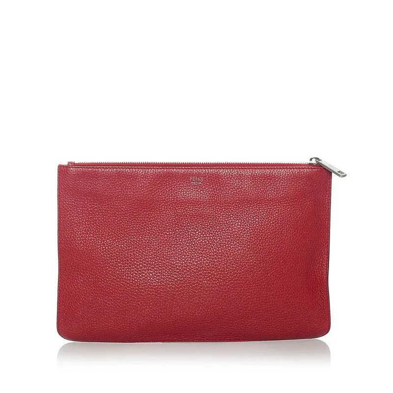 Fendi Leather Face Clutch Bag - '10s
