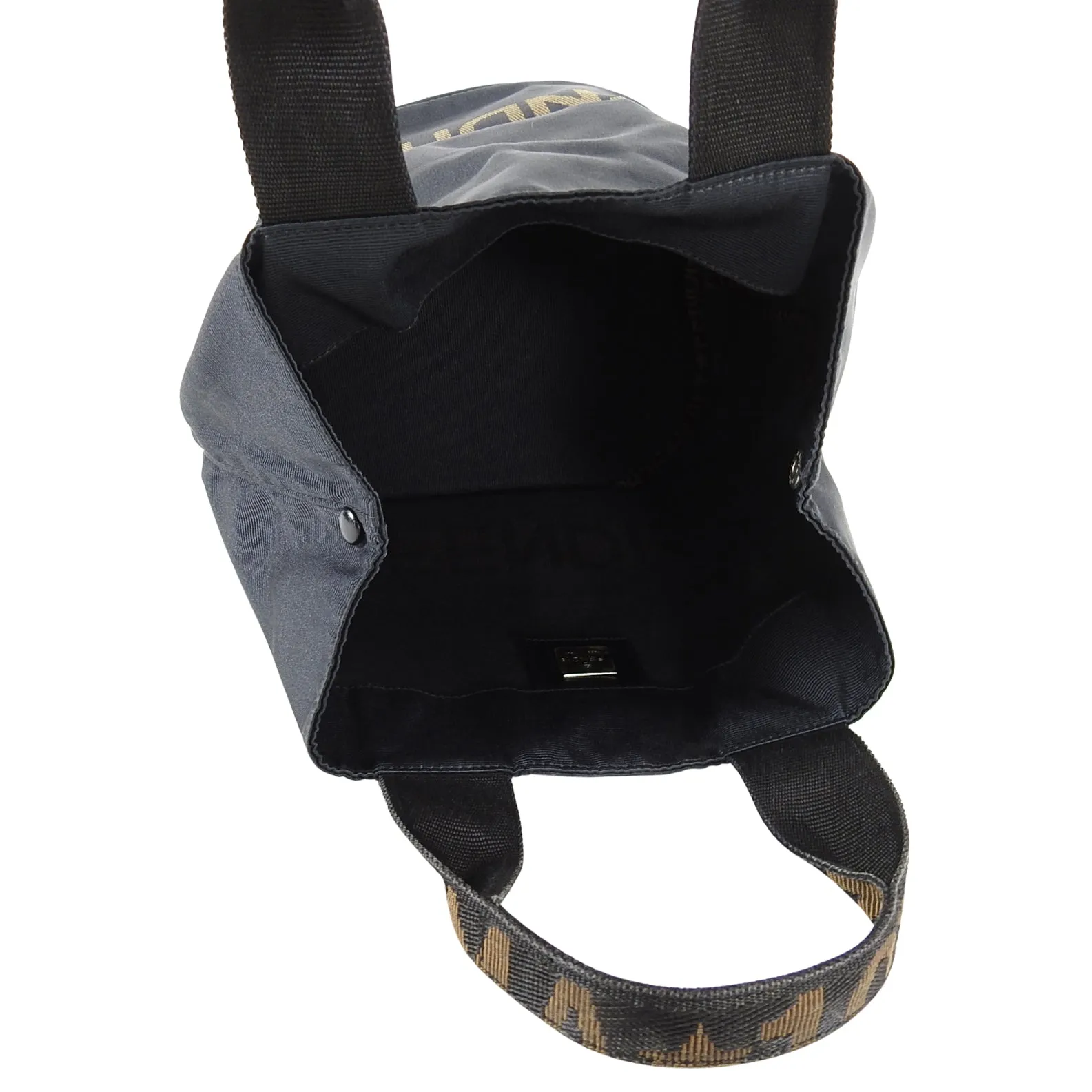 Fendi Vintage Black Nylon Zucca Logo Bucket Bag