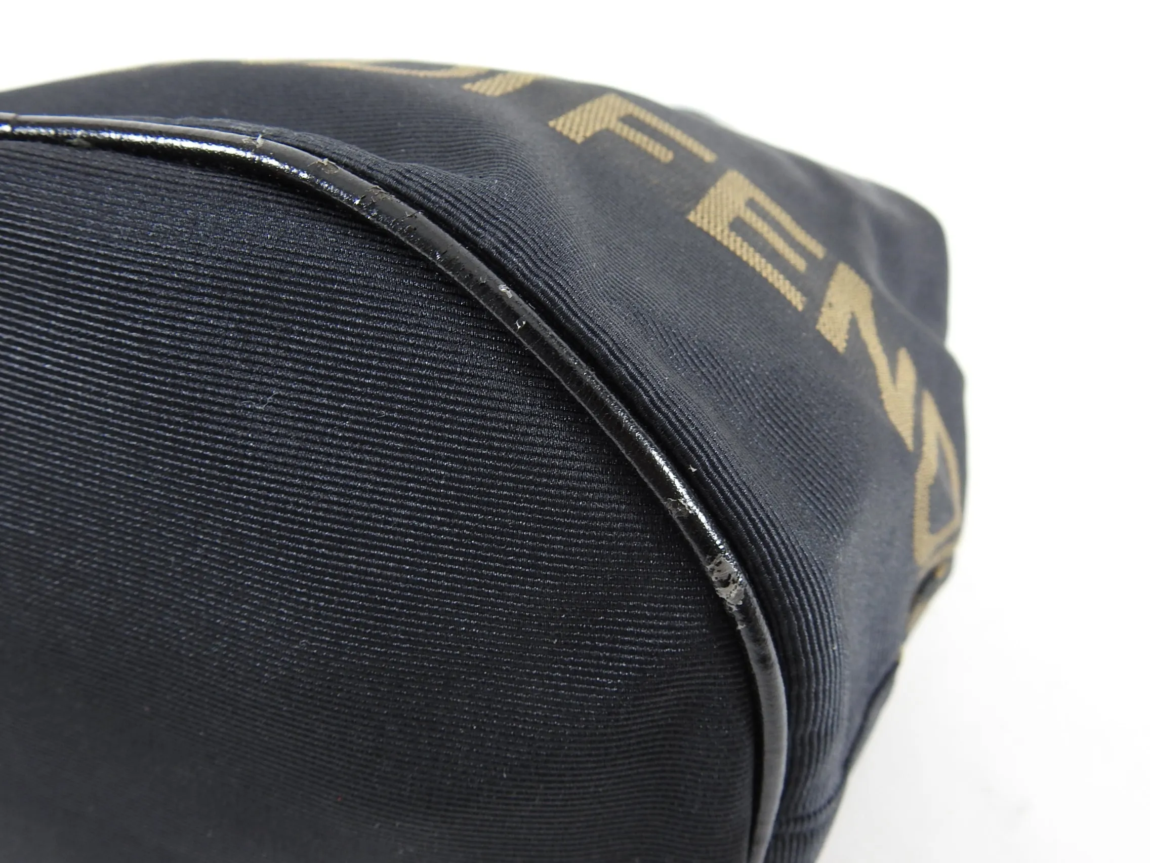 Fendi Vintage Black Nylon Zucca Logo Bucket Bag