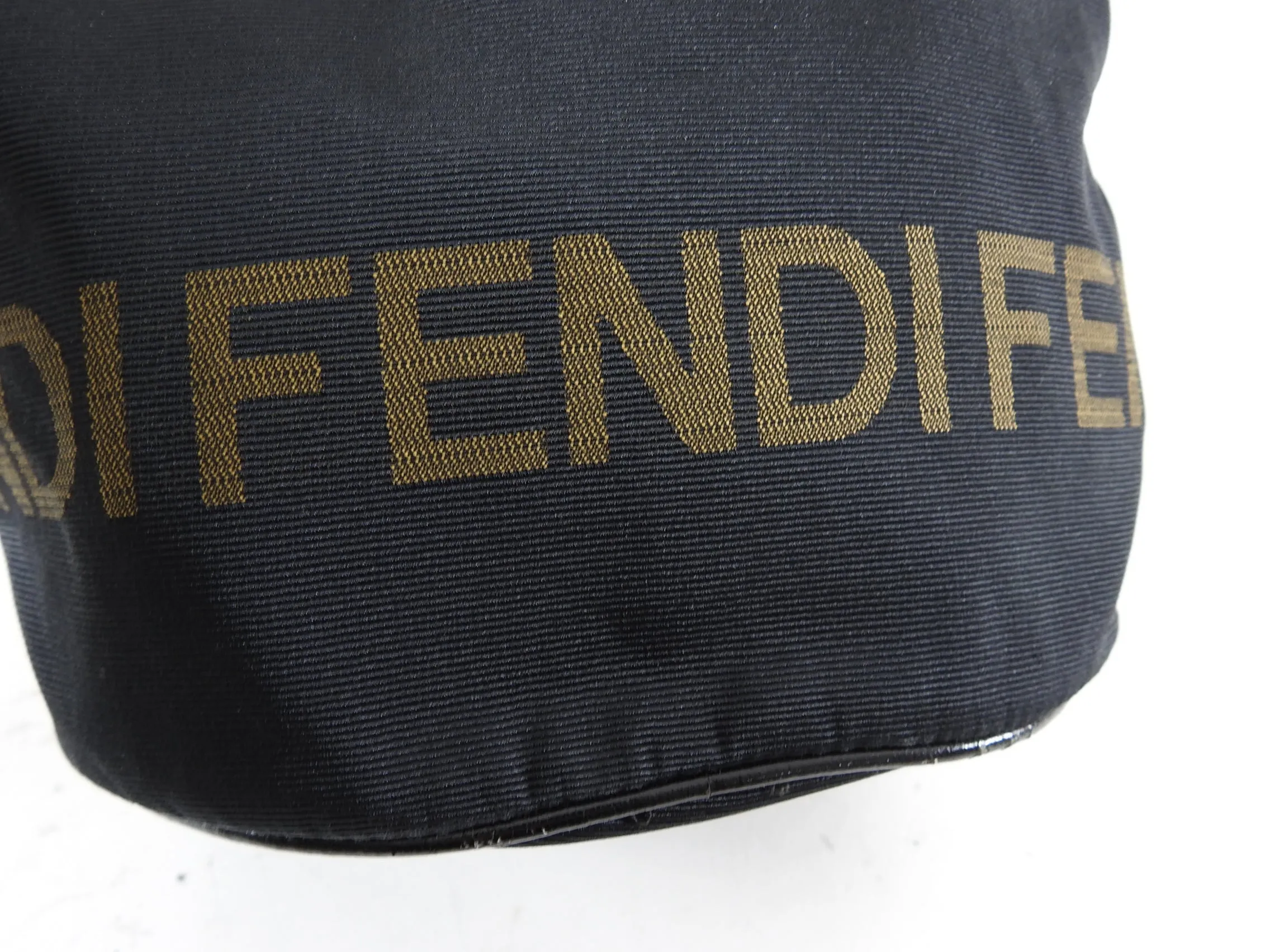 Fendi Vintage Black Nylon Zucca Logo Bucket Bag