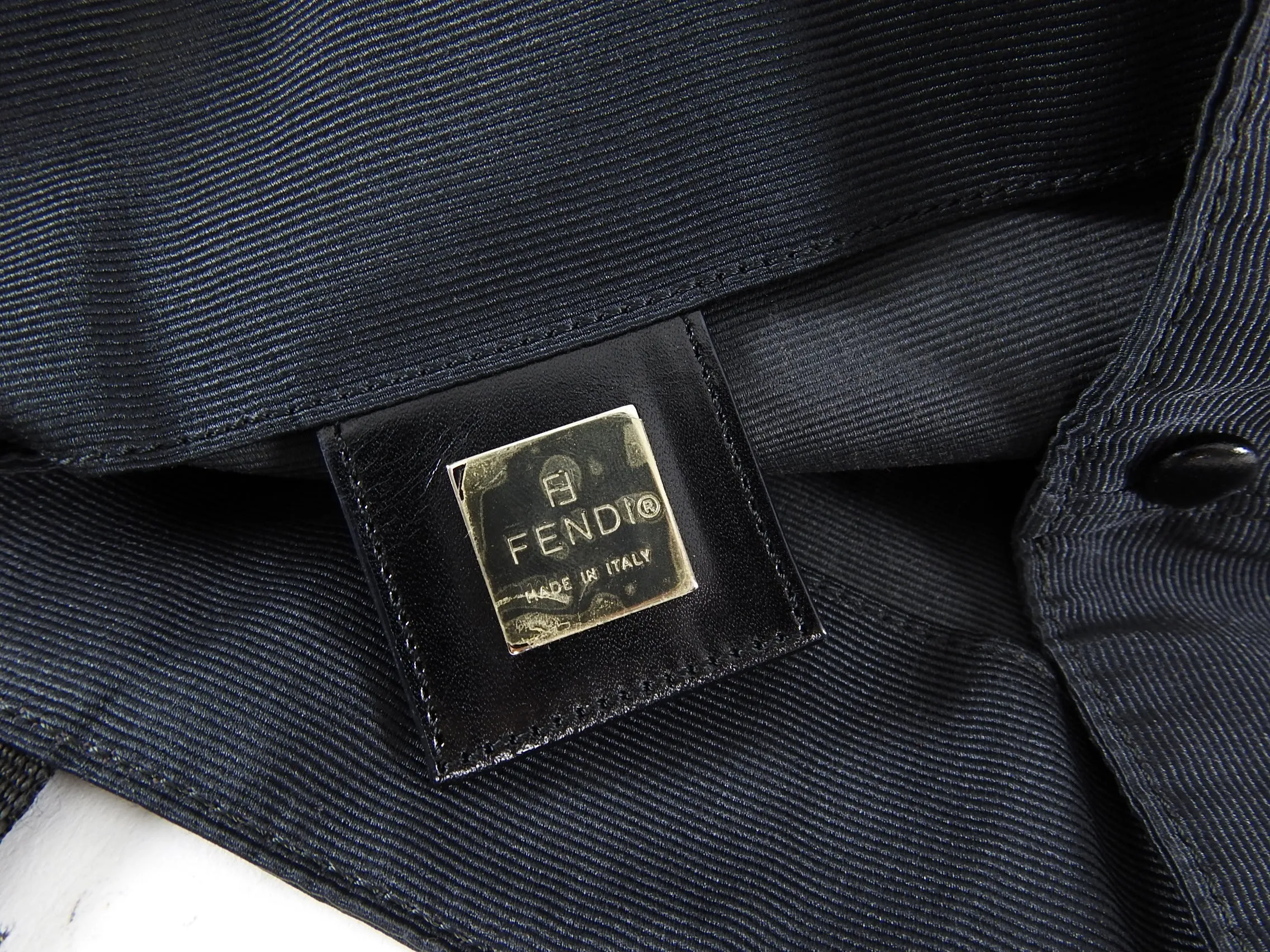 Fendi Vintage Black Nylon Zucca Logo Bucket Bag