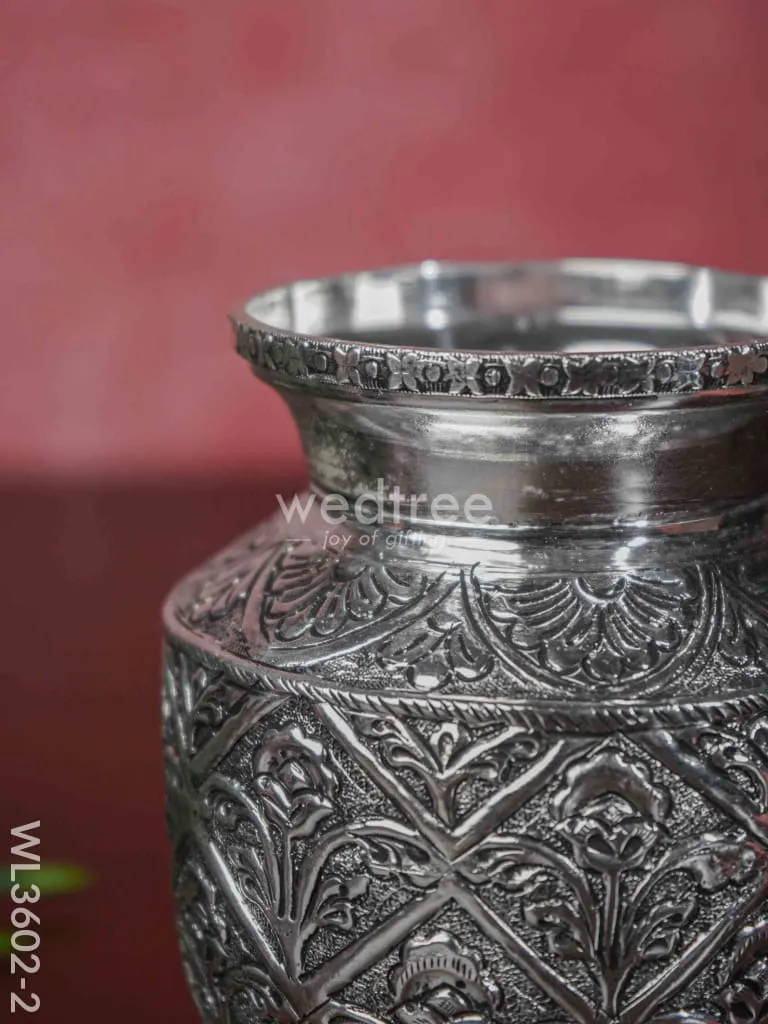 German Silver Floral Kalash with Antique Finish - WL3602-2