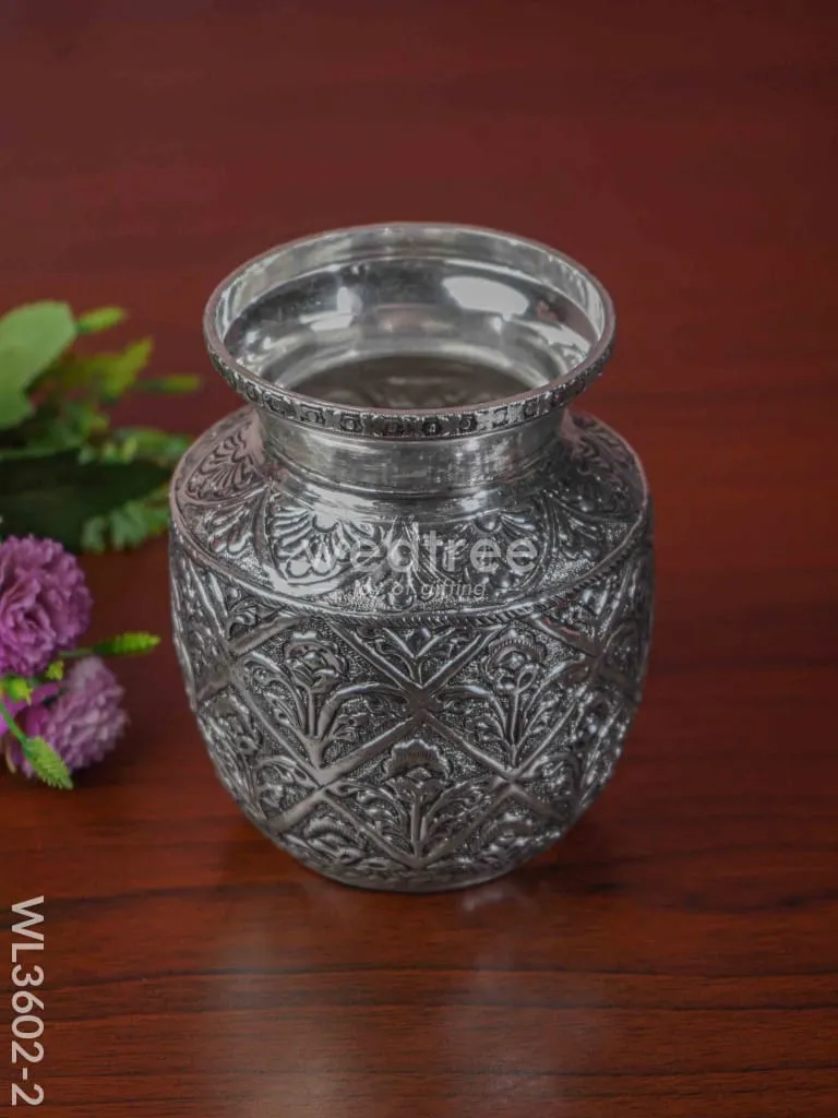 German Silver Floral Kalash with Antique Finish - WL3602-2