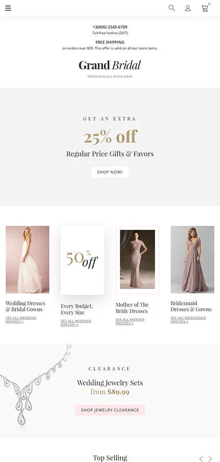 Grand Bridal Magento Website