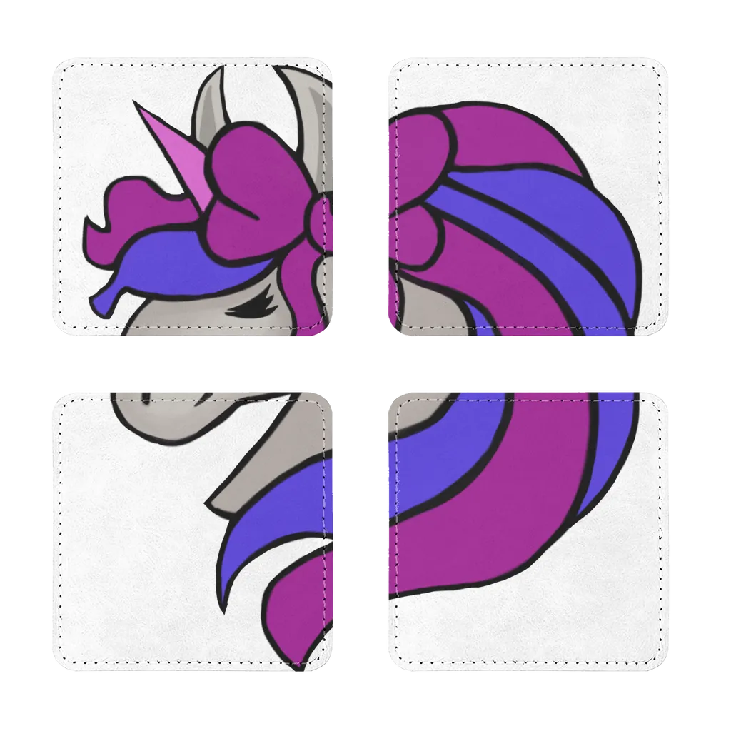 JohnsonKelly_UnicornHead2 Sublimation Coasters Pack of Four