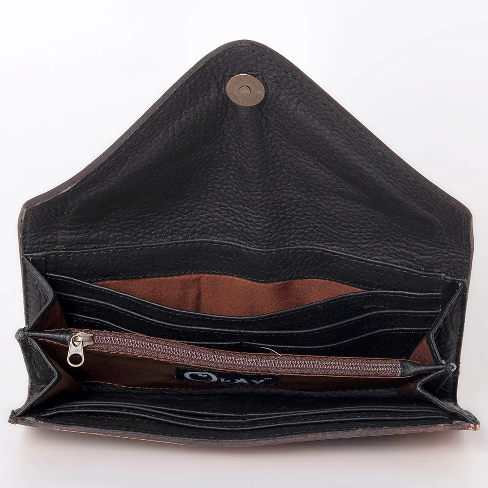 KBG143 - KBG143 -Hand Tooled Saddle Leather with Cowhide Leather and Upcycled Canvas Ladies Bag H4.5