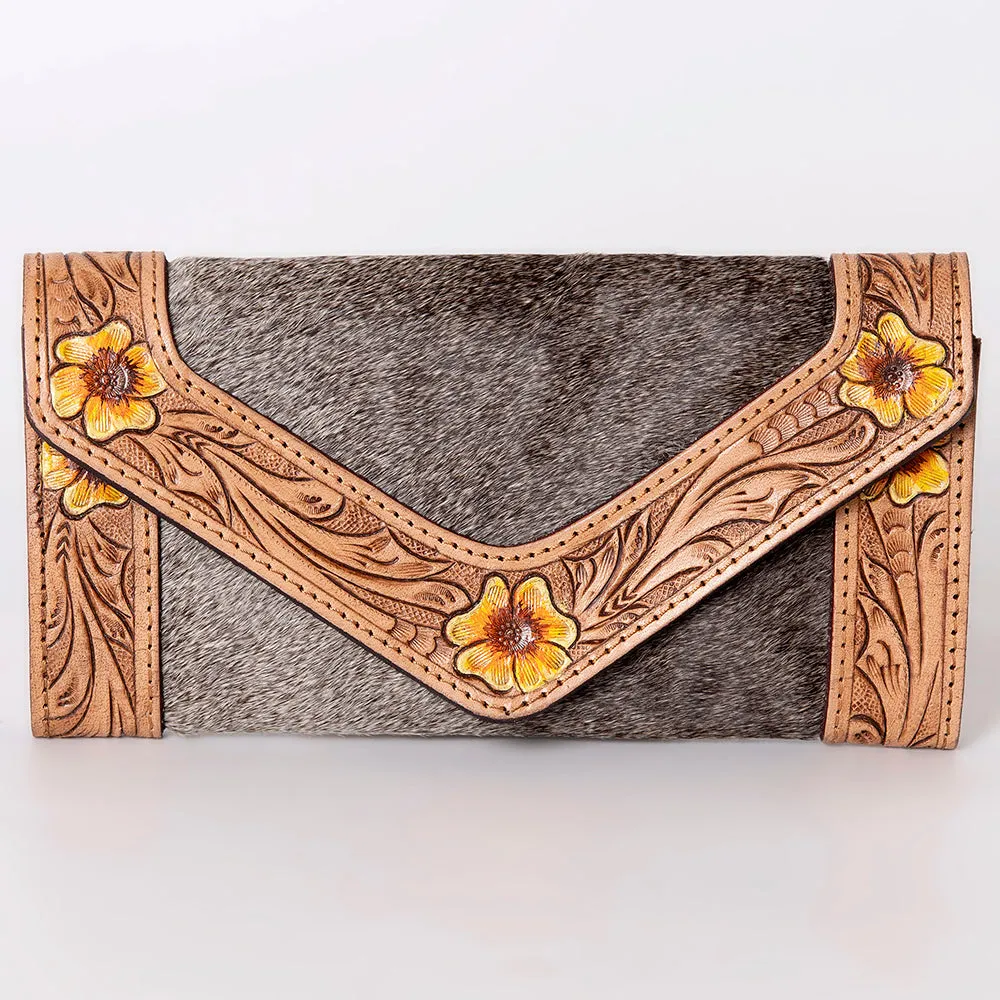 KBG143 - KBG143 -Hand Tooled Saddle Leather with Cowhide Leather and Upcycled Canvas Ladies Bag H4.5
