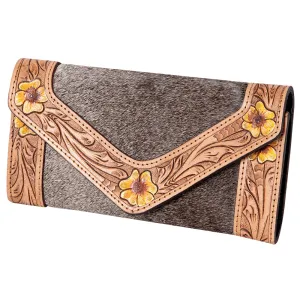 KBG143 - KBG143 -Hand Tooled Saddle Leather with Cowhide Leather and Upcycled Canvas Ladies Bag H4.5