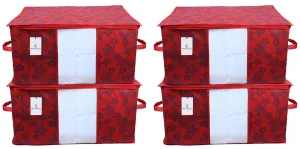 Kuber Industries Underbed Storage Bag, Storage Organiser, Blanket Cover Set of 4 - Maroon, CTKUBM28