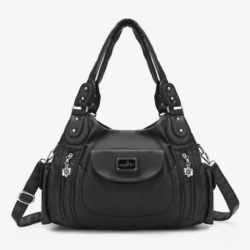 Leopard Pattern Handbag For Women Faux Leather Tote Satchel